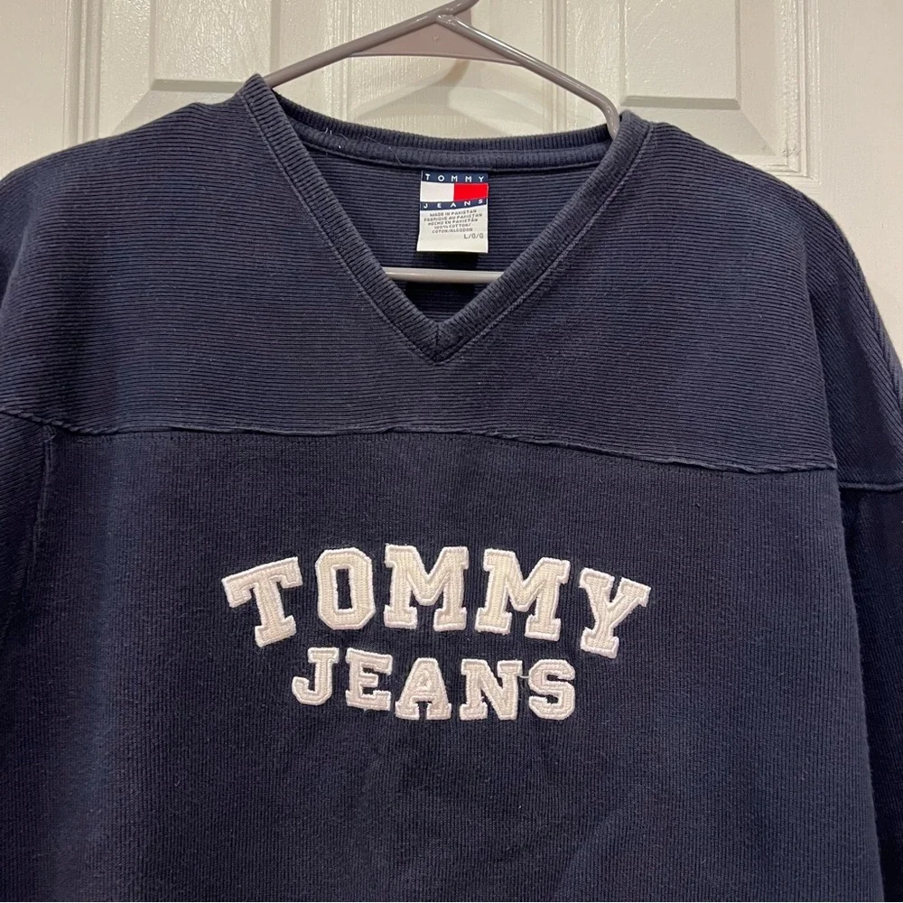 Vintage 90s Y2K Tommy Hilfiger Tommy Jeans Heavyweight Pullover Elbow Patches